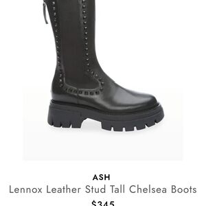 ASH Black Leather Stud Tall Chelsea Boots